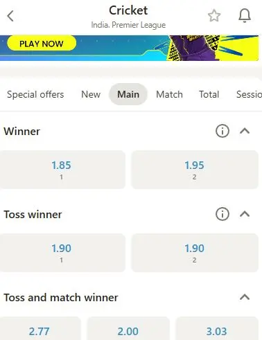 Parimatch app IPL betting