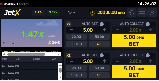 JetX game Parimatch