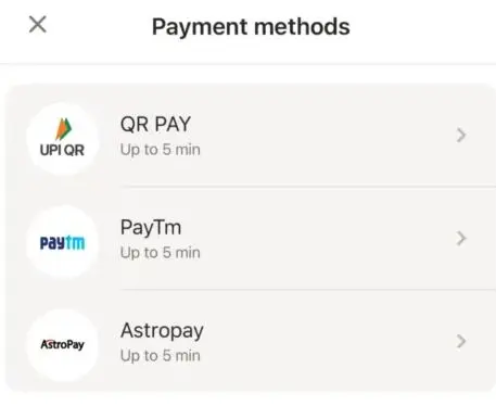 Payment Parimatch app