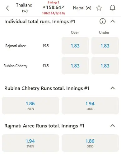 Parimatch betting market