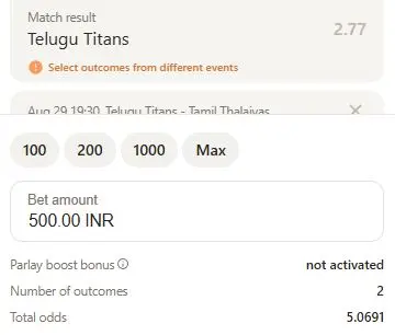place bet on kabaddi