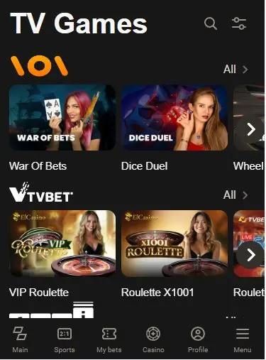Play TV games Parimatch
