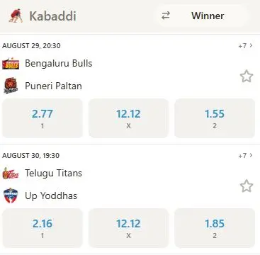 Kabaddi betting on Parimatch