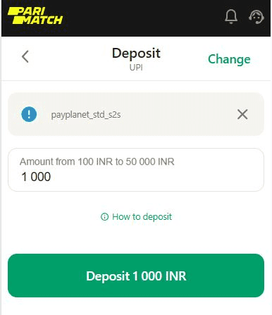 Parimatch app deposit