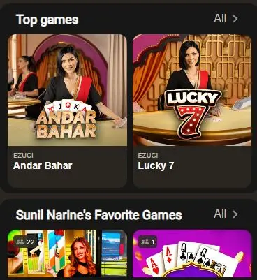 Parimatch Live Casino games