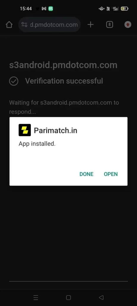 Parimatch APK App Installed 