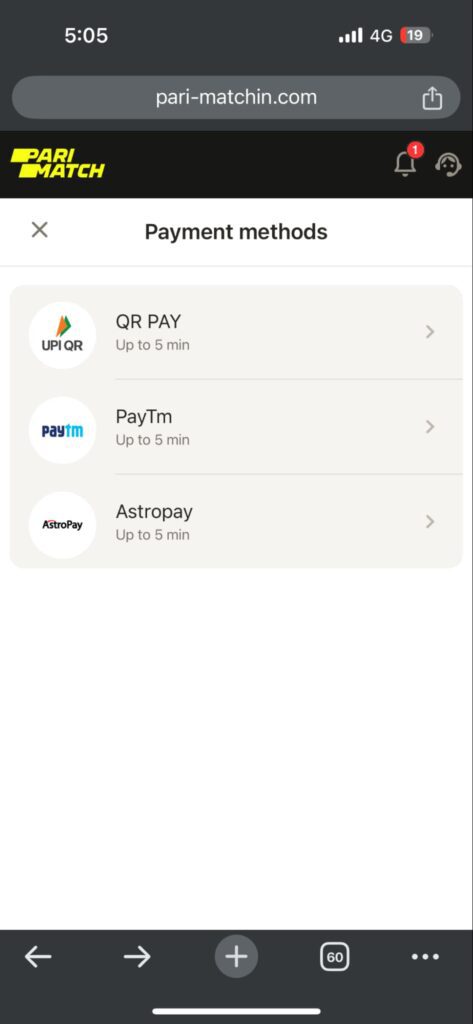 Parimatch Payment Methods Portals