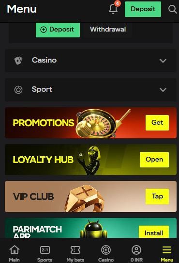 Parimatch online casino promotions